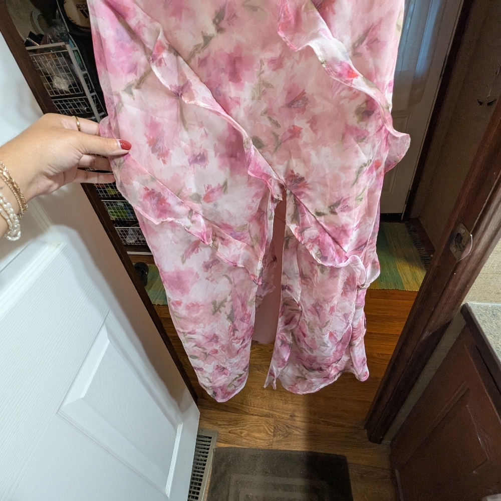 Lulu's Pink Floral Ruffled Slip Dress - Picture 10 of 13